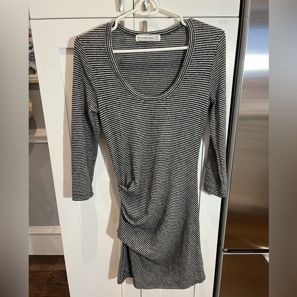 Abercrombie and fitch black and grey striped sweater dress, xs